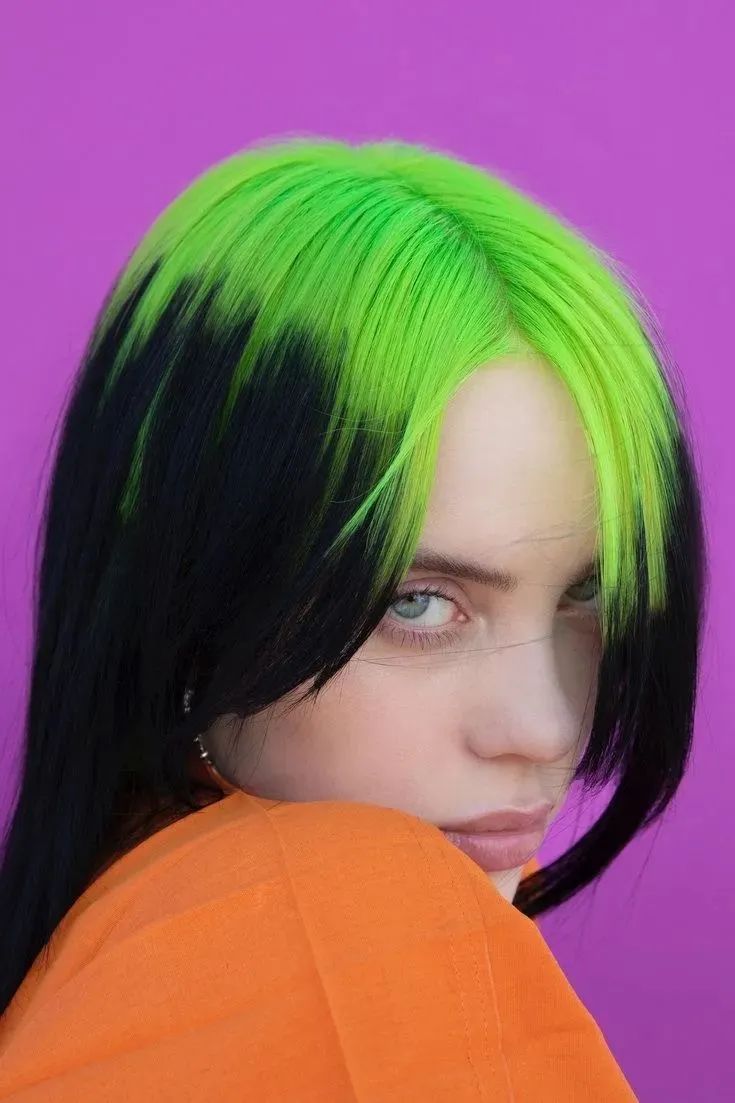 绿色挑染发型图片图片