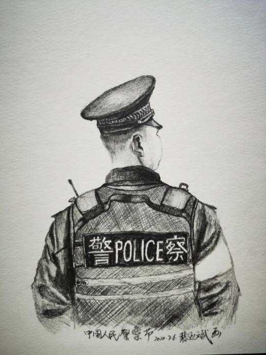 人民警察素描图片