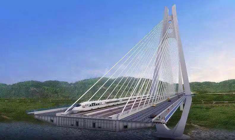 世界宽度最大的公铁两用桥世界跨度最大的公铁两用钢箱梁斜拉桥同层