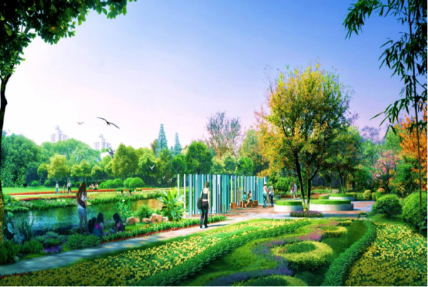 江边广场lid雨水系统构建效果图瑞丽市海绵城市建设项目位于市中心