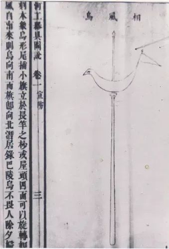 东汉时长安灵台上用来测风的相风鸟.