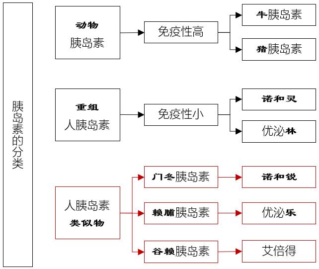 谷賴胰島素;長效胰島素類似物:甘精胰島素(來得時),地特胰島素(諾和平