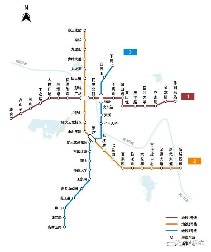 地铁2号线与地铁1号线在彭城广场站交会,与未来的3,4,5,6,7和s1号线都