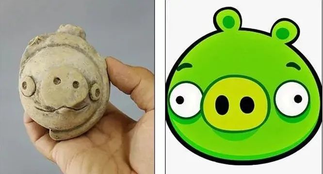 当三星堆陶猪撞脸愤怒的小鸟