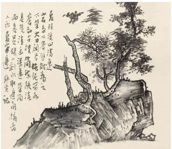 《青卞隱居圖》畫法林子奐《山水圖》畫法吳鎮《洞庭漁隱圖》畫法吳鎮