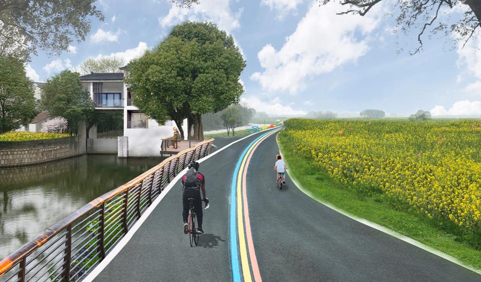 如滨水空间,入口游园,花田,主要道路及其两侧街道进行景观提升,针对性