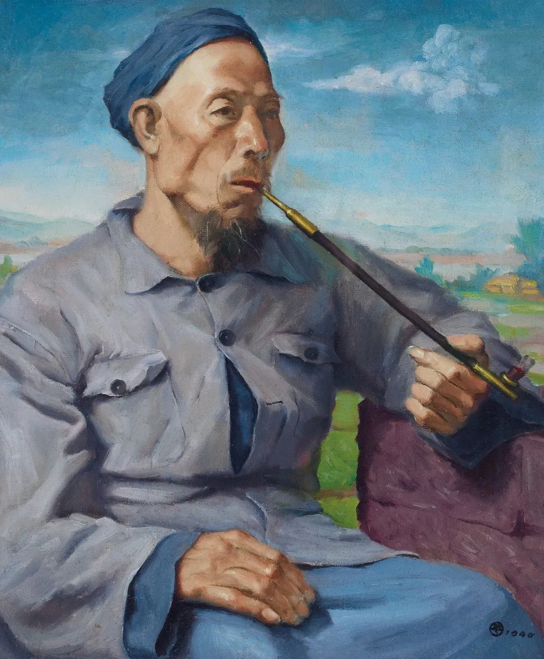 郑野夫(中国,1909-1973),《鲁迅与青年木刻家》,布面油画