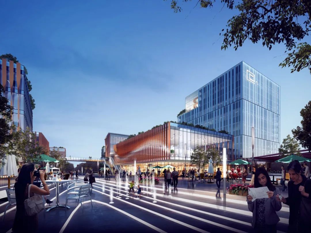 活力谷两侧设置高层灵动产业空间形成谷状街道断面采取建筑外高内低的