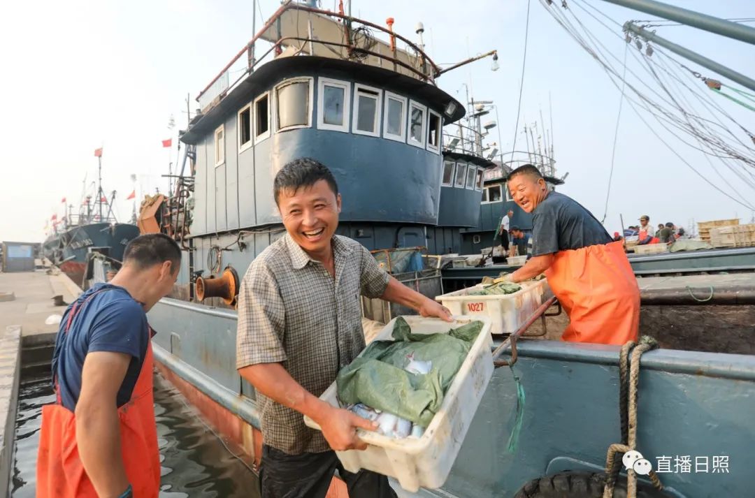 渔民们带回了哪些海鲜?一艘艘渔船陆续归来抵岸直播日照