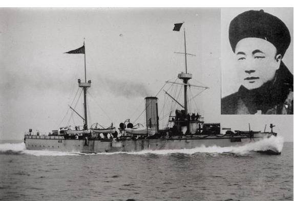 致远舰管带邓世昌在炮弹垂尽之际,毅然下令撞击日舰吉野号,致远舰不幸