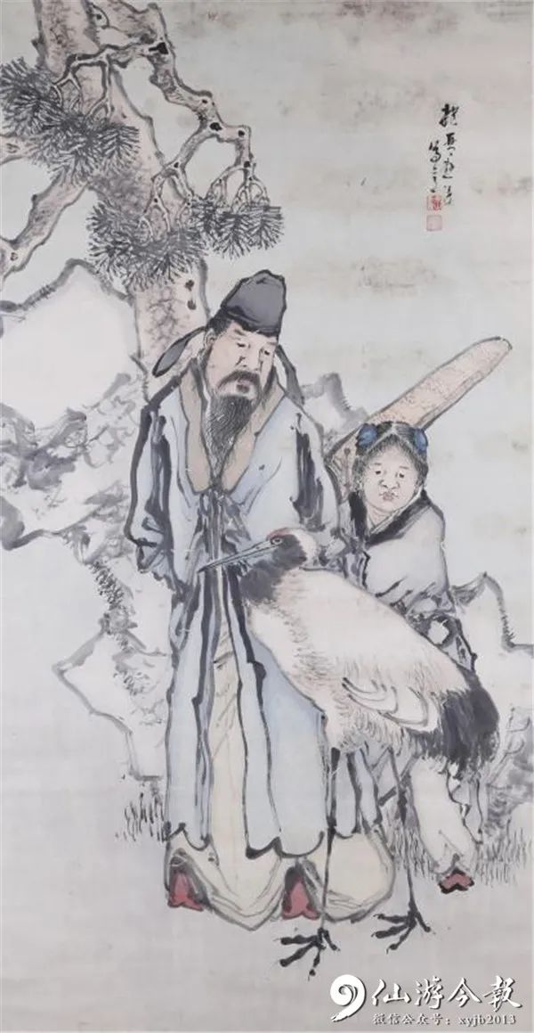 真作】中国書画『近現代画家張大千・返照入江画・四尺中堂画・宣紙