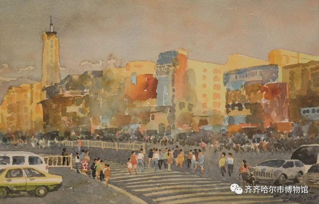 齐齐哈尔市城市变迁马振庆水彩画作品展