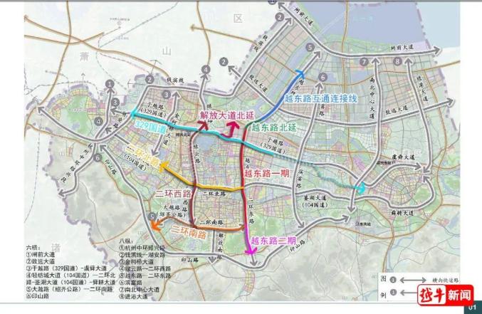 绍兴市二环南路智慧快速路工程是规划中的绍兴市区"六横八纵"