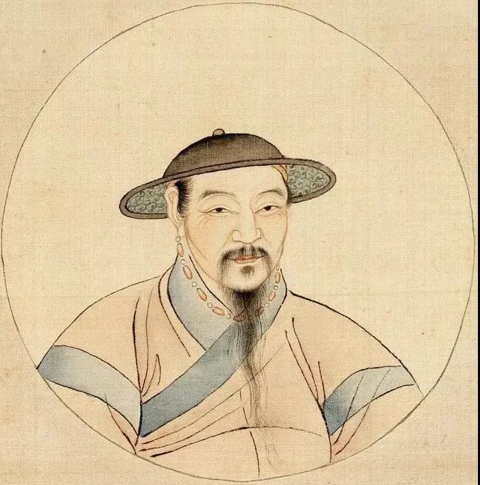 赵孟頫画像《秋山暮霭图》的画风就是学董源和米芾而又有变化,画面