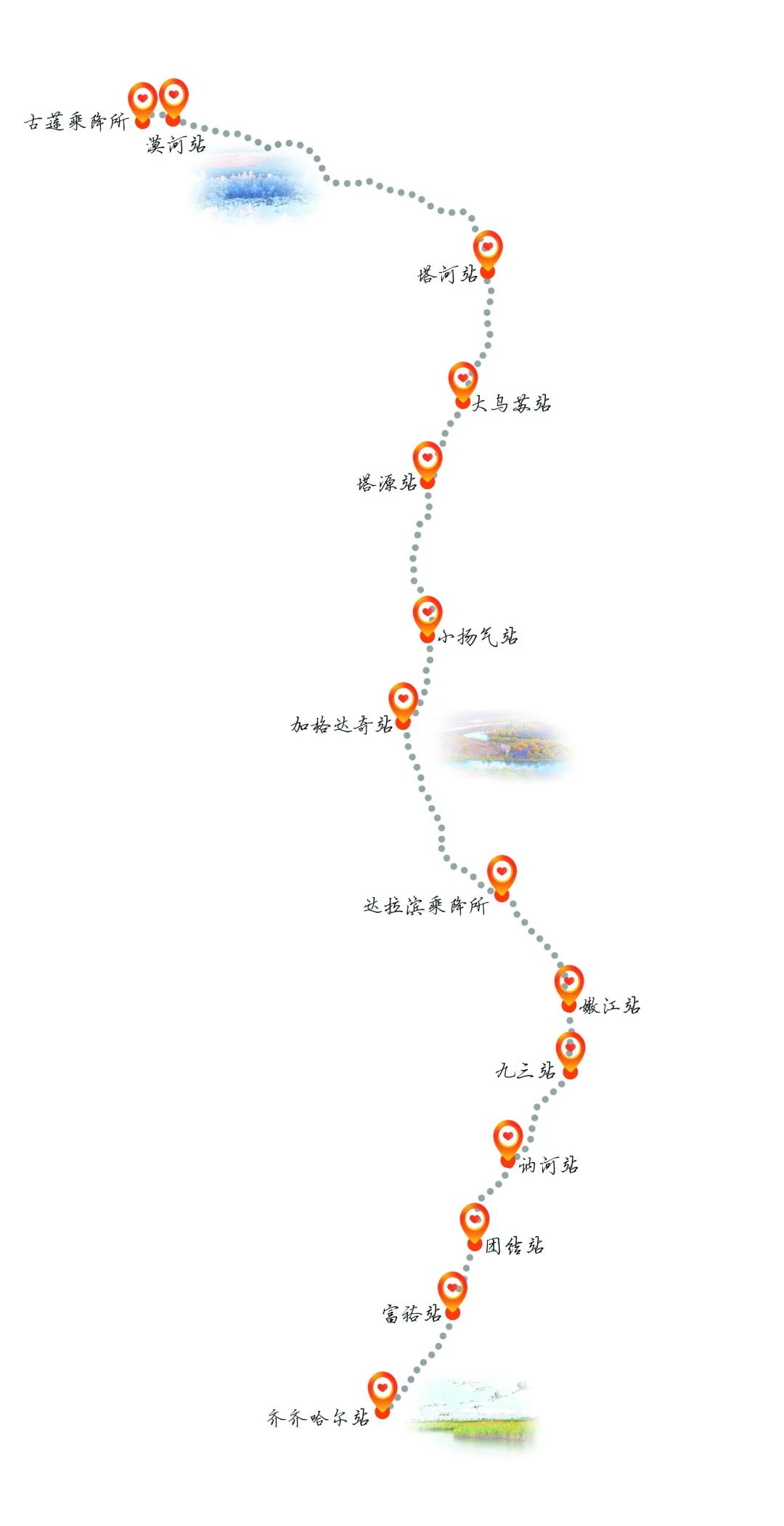 齐齐哈尔至古莲的6245/6246次慢火车,于1976年正式开行,运行于嫩林