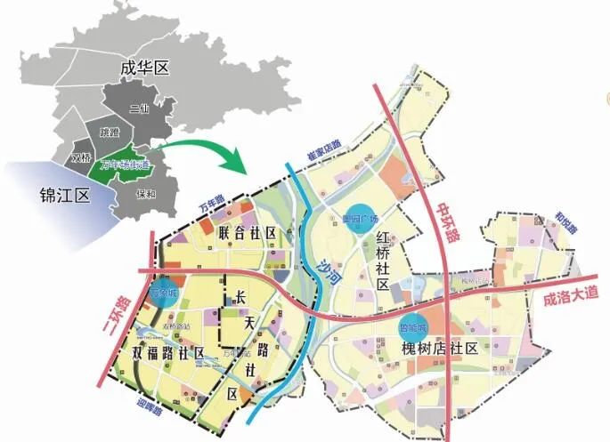 萬年場街道位於成都市區東部,轄區總面積5.74平方公里,總戶數5.