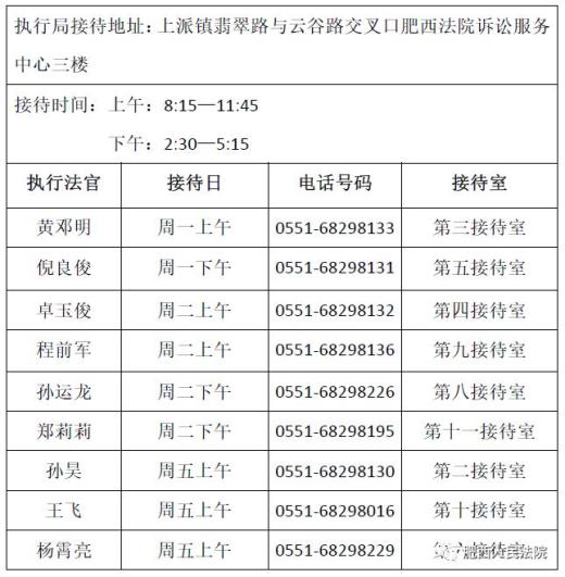 双提升见行动叮这里有一份肥西法院执行法官接待表请查收