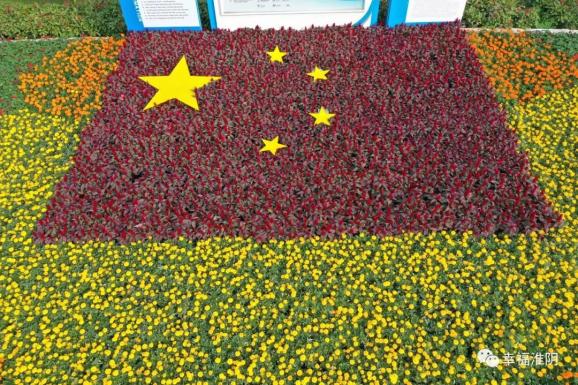 围观国旗鲜花迎双节