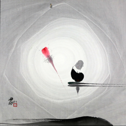 《一堂荷风》 田旭桐 2020 纸本水墨 50x50cm《夜静春山空》 田旭桐