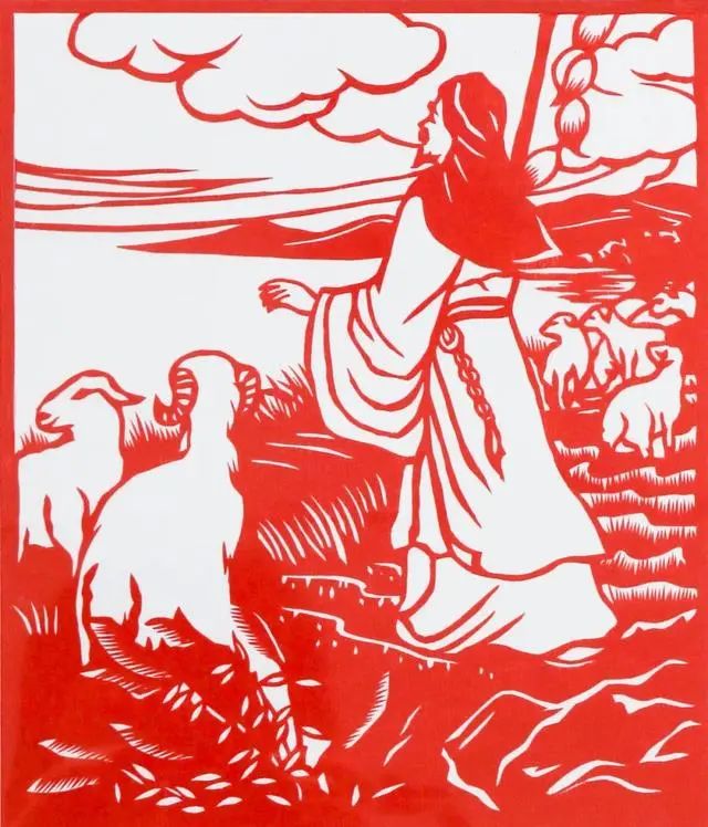 牧羊人艺术剪纸精品图片