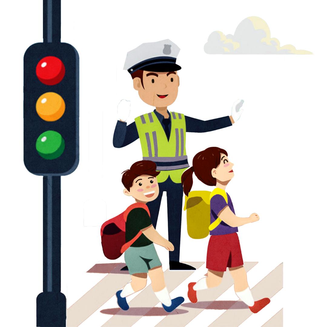 穿越马路,要听从交通民警的指挥;要遵守交通规则,做到"绿灯行,红灯停"