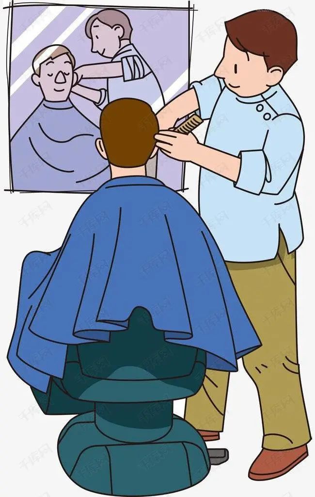 随即"二磊"拿出他的"百宝箱",取出围布,电推子,小梳子等理发工具,一个