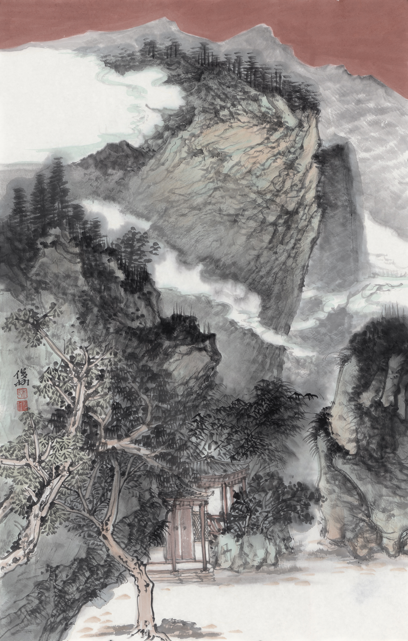 在中国山水画创作中,不同的地域文化使得山水作品也呈现出不同的风格