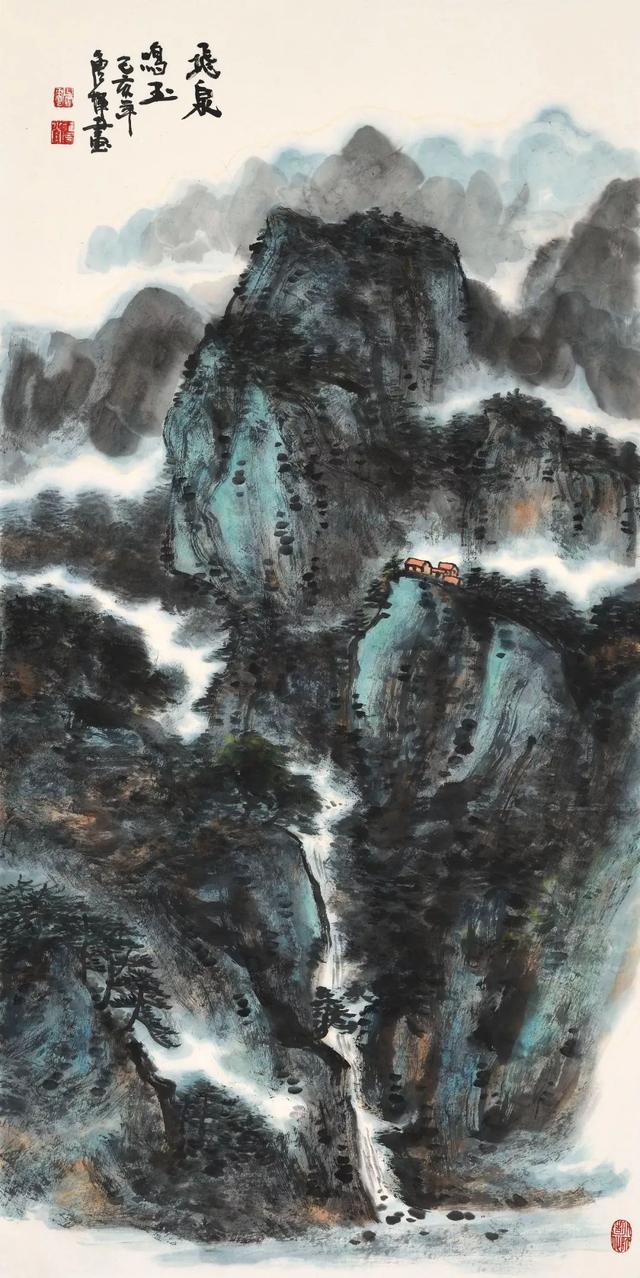《飞泉鸣玉》/ 唐辉唐辉在进行山水画创作时,打破地域局限,将北派山水