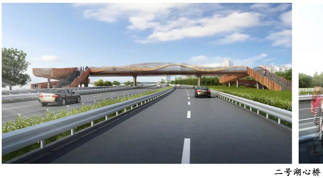 渔米文化设计理念源于湖心桥位于鱼尾洲湿地公园以东湖心桥天桥总宽4