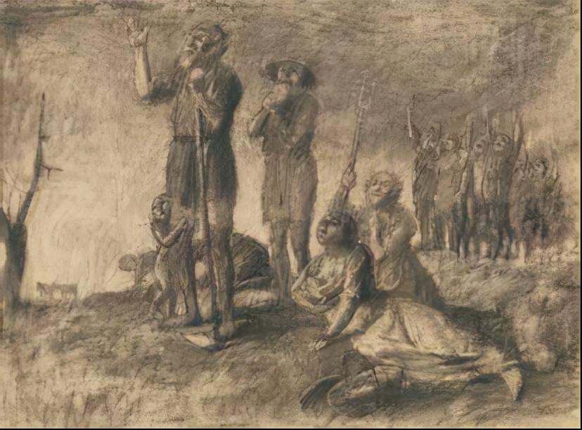 《徯我后》画稿&nbsp;&nbsp;徐悲鸿&nbsp;&nbsp;纸本素描&nbsp; &nbsp