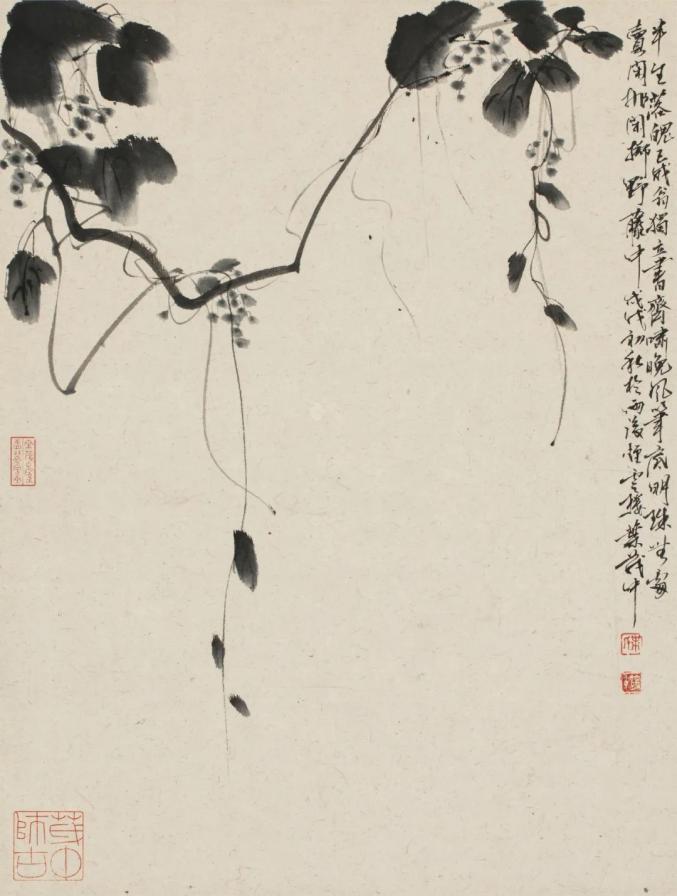 叶茂中，《野藤明珠》，纸本水墨，45×34cm，2018
