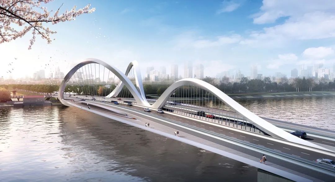 6米,为中承式拱桥,采用大断面整体顶推工艺.